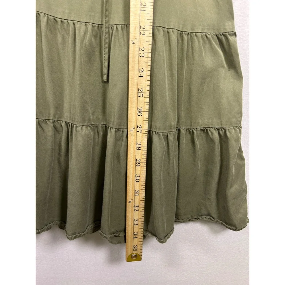 Boho Cottagecore Knox‎ Rose Women M Olive Green Tiered Ruffle Flutter Mini Dress